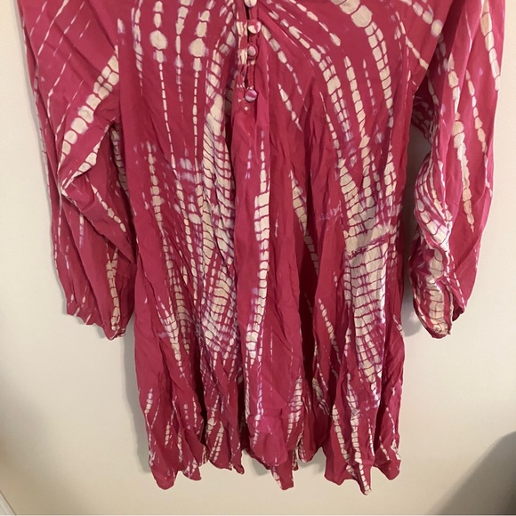 Natalie Martin Fiore Short Dress in Tie Dye Pink Medium - Picture 4 of 11